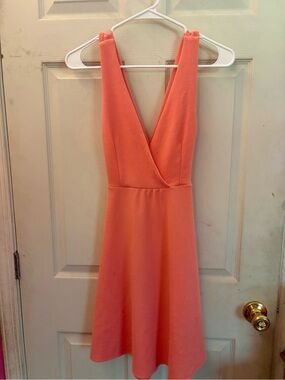 Sleeveless V-Neck Coral Dress